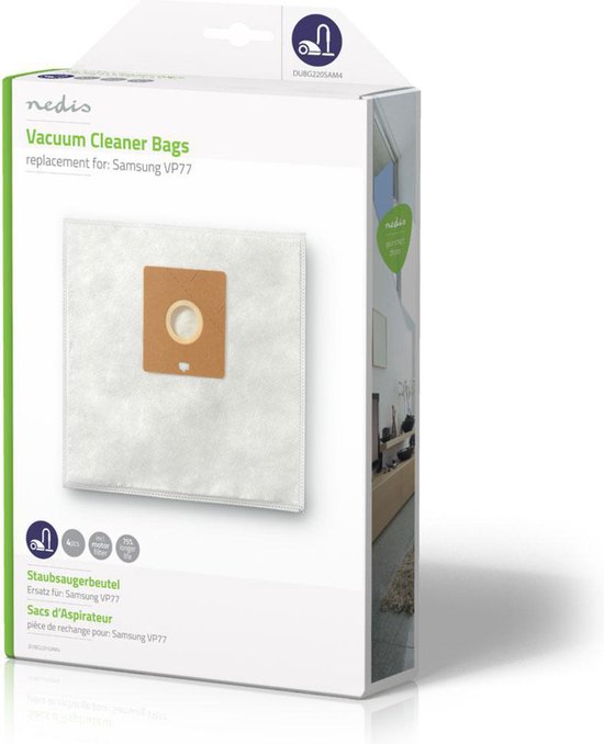 Nedis Stofzuigerzak - 4 Stuks - Synthetisch - Meest verkocht voor: Philips - Wit - afbeelding 2