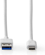 Nedis USB-Kabel - USB 3.2 Gen 2 - USB-A Male - USB-C Male - 60 W - 10 Gbps - Vernikkeld - 1.00 m - Rond - PVC - Wit - Doos - afbeelding 6
