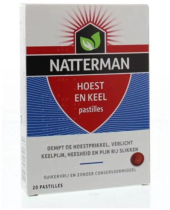 Natterman Hoest en Keel pastilles - Dempt de hoestprikkel - Verlicht keelpijn, heesheid en pijn bij slikken - Suikervrij - Anti-hoestmiddel - Medisch hulpmiddel - Vanaf 6 jaar - 20 pastilles - afbeelding 10
