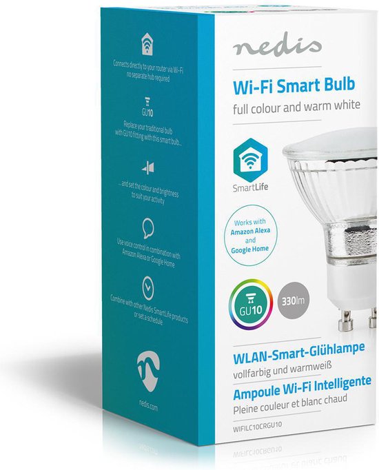 Nedis SmartLife Multicolour Lamp - Wi-Fi - GU10 - 330 lm - 5 W - RGB / Warm Wit - 2700 K - Android / IOS - PAR16 - 1 Stuks - afbeelding 2