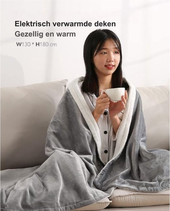 Elektrische Deken - Met Afstandsbediening - Beddeken - Fleece - 180 x 130 cm - 4 Temperatuurstanden - Zilver Grijs - afbeelding 5