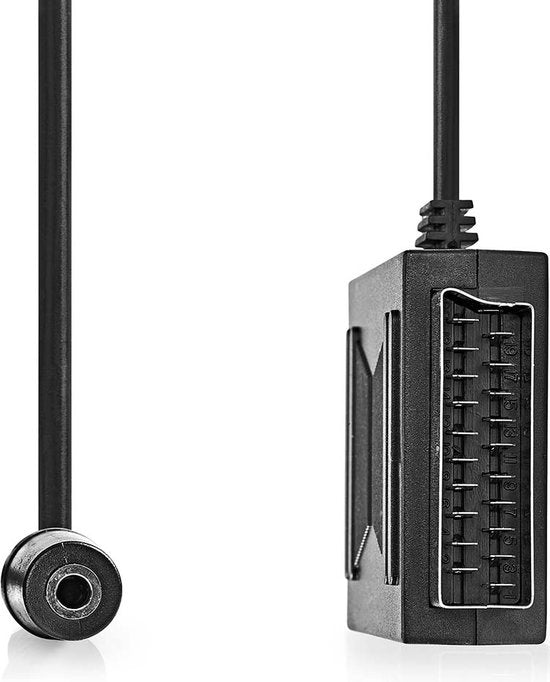 Nedis SCART-Kabel - SCART Male - SCART Female / 3,5 mm Female - Vernikkeld - 480p - 0.20 m - Rond - PVC - Zwart - Doos - afbeelding 1