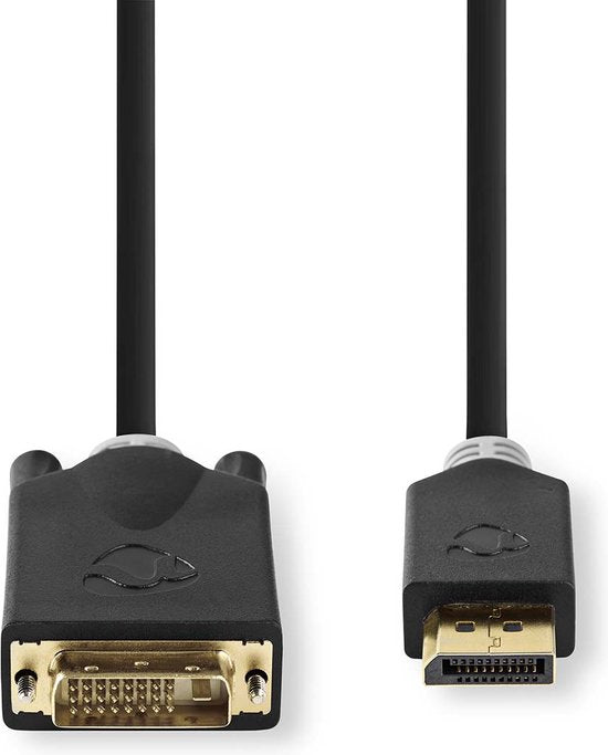 Nedis DisplayPort-Kabel - DisplayPort Male - DVI-D 24+1-Pins Male - 4K@30Hz - Verguld - 2.00 m - Rond - PVC - Antraciet - Window Box - afbeelding 8