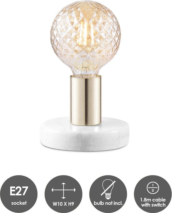 Home Sweet Home - Moderne tafellamp Sten - Brons - 10/10/9cm - bedlampje - voor E27 lichtbron - gemaakt van Marmer en metaal - afbeelding 2