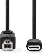 Nedis USB-Kabel - USB 2.0 - USB-C Male - USB-B Male - 480 Mbps - OTG - Vernikkeld - 1.00 m - Rond - PVC - Zwart - Envelop - afbeelding 4