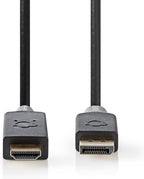 Nedis DisplayPort-Kabel - DisplayPort Male - HDMI Connector - 4K@60Hz - Verguld - 2.00 m - Rond - PVC - Antraciet - Polybag - afbeelding 5