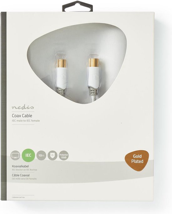Coaxkabel 100 dB | IEC (coax) male - IEC (coax) male | 5,0 m | Wit - afbeelding 2