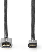 Nedis High Speed ​​HDMI-Kabel met Ethernet - HDMI Connector - HDMI Mini-Connector - 4K@60Hz - 18 Gbps - 2.00 m - Rond - Katoen - Antraciet / Gun Metal Grijs - Cover Window Box - afbeelding 11