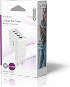Nedis Oplader - 24 W - 4x 2.4 A - Outputs: 4 - 4x USB-A - Geen Kabel Inbegrepen - Single Voltage Output - Wit - afbeelding 3