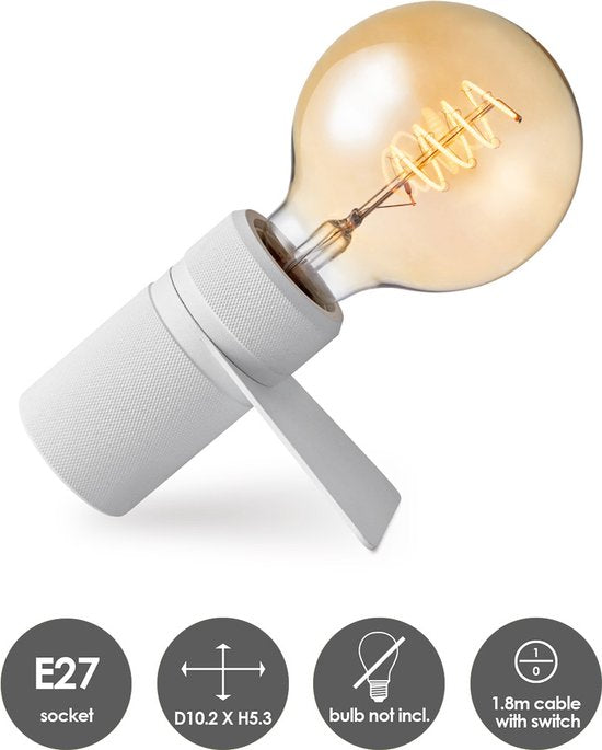 Home Sweet Home - Moderne tafellamp Matrix - Wit - 11/10.2/5.3cm - bedlampje - geschikt voor E27 LED lichtbron - gemaakt van Metaal - afbeelding 3