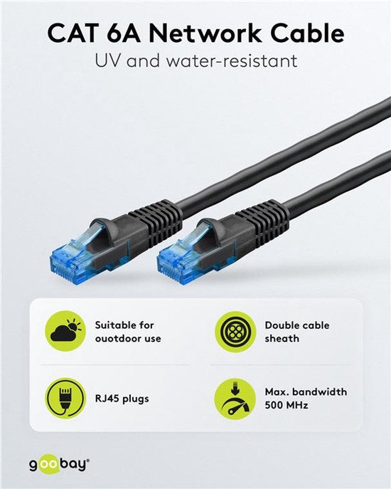 Goobay U/UTP CAT6 Gigabit outdoor netwerkkabel / zwart - 10 meter - afbeelding 6