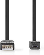 Nedis USB-Kabel - USB 2.0 - USB-A Male - USB Micro-B Male - 480 Mbps - Vernikkeld - 1.00 m - Plat - PVC - Zwart - Envelop - afbeelding 5