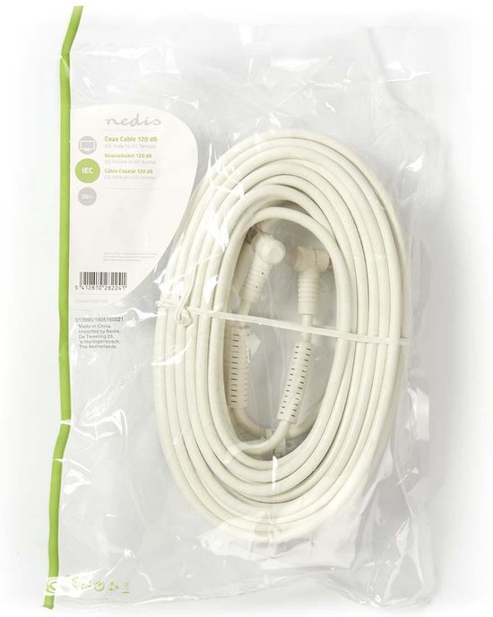 Nedis CoaxCbl 120dB IEC (Coax) M-IEC (Coax) F WH - afbeelding 2