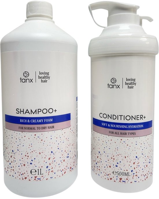TANX Professonal Rich & Creamy Foam Shampoo+ 1000 ml met pomp + Conditioner 500 ml met pomp Soft & Nourishing Hydratation By Paris - afbeelding 3