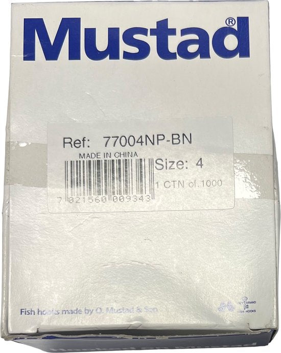 1000 x Mustad Vishaak Size 4 Ref: 77004NP-BN - afbeelding 1