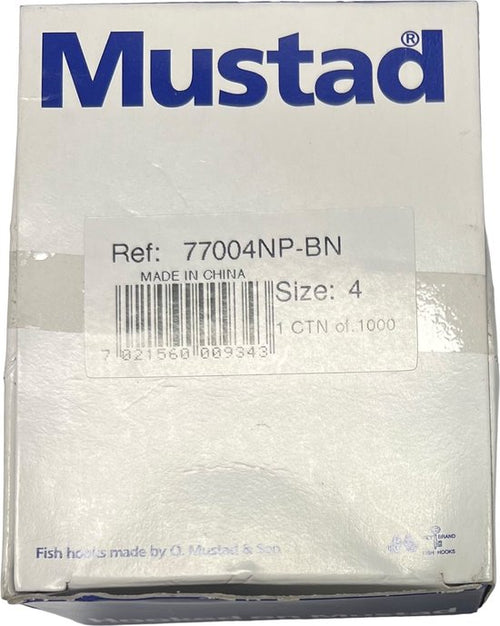 1000 x Mustad Vishaak Size 4 Ref: 77004NP-BN - afbeelding 1