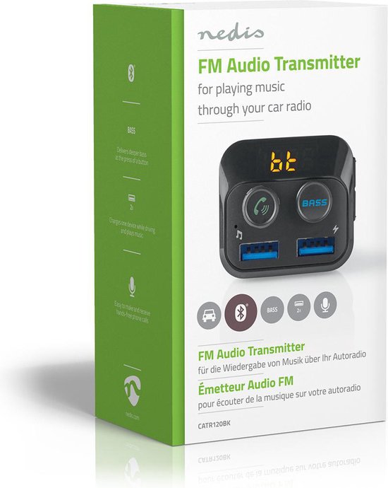 Nedis FM-Audiotransmitter voor Auto - Gefixeerd - Handsfree bellen - 1.0 " - LED-Scherm - Bluetooth - 5.0 V DC / 1.0 A / 5.0 V DC / 2.4 A - Bass boost - Google Assistant / Siri - Zwart - afbeelding 8