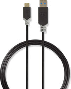 Nedis USB-Kabel - USB 3.2 Gen 1 - USB-A Male - USB-C Male - 60 W - 5 Gbps - Verguld - 1.00 m - Rond - PVC - Antraciet - Doos - afbeelding 6