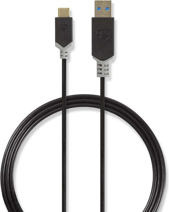 Nedis USB-Kabel - USB 3.2 Gen 1 - USB-A Male - USB-C Male - 60 W - 5 Gbps - Verguld - 1.00 m - Rond - PVC - Antraciet - Doos - afbeelding 6