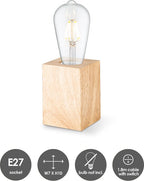 Home Sweet Home - Landelijke tafellamp Eliaz Vierkant - 7/7/10cm - bedlampje - geschikt voor E27 LED lichtbron - gemaakt van Hout - afbeelding 2