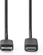 Nedis DisplayPort-Kabel - DisplayPort Male - HDMI Connector - 4K@60Hz - Vernikkeld - 2.00 m - Rond - PVC - Zwart - Polybag - afbeelding 1