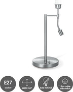Home Sweet Home - Moderne tafellamp voet Read voor lampenkap - Geborsteld staal - 20/20/47cm - 2 lichts tafellamp met flexibele LED spot - geschikt - afbeelding 2