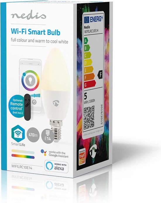 Nedis SmartLife Multicolour Lamp - Wi-Fi - E14 - 470 lm - 4.90 W - RGB / Warm tot Koel Wit - 2700 - 6500 - Android / IOS - Kaars - 1 Stuks - afbeelding 16