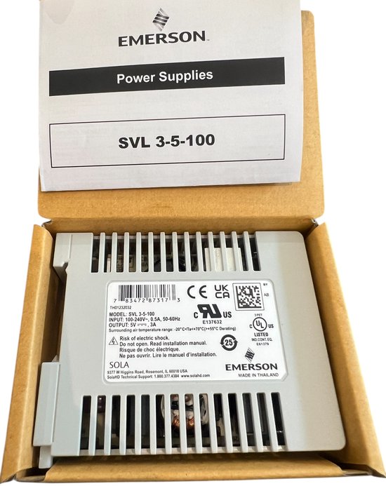 Emerson SVL 3-5-100 SVL-series Power Supply 15W 5V DIN Output 5V Output Current 3 AMPS - afbeelding 1