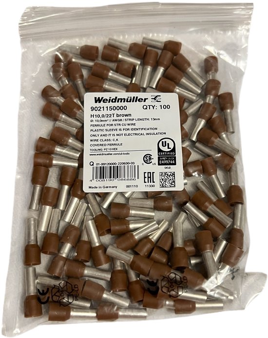 Weidmuller H10/22T BROWN 100 ST - afbeelding 1