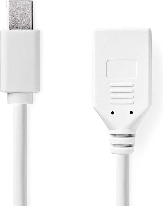 Nedis Mini DisplayPort-Kabel - DisplayPort 1.2 - Mini-DisplayPort Male - DisplayPort Female - 21.6 Gbps - Vernikkeld - 0.20 m - Rond - PVC - Wit - Polybag - afbeelding 2