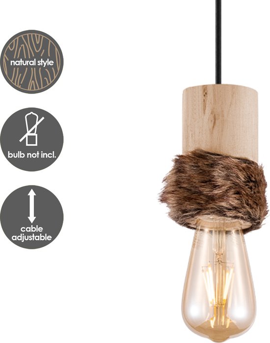Home Sweet Home - Landelijke Hanglamp Furdy - geschikt voor E27 LED lichtbron - hanglamp gemaakt van Hout - 10/10/116cm - Pendellamp geschikt voor woonkamer, slaapkamer en keuken - afbeelding 6