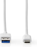 Nedis USB-Kabel - USB 3.2 Gen 2 - USB-A Male - USB-C Male - 60 W - 10 Gbps - Vernikkeld - 1.00 m - Rond - PVC - Wit - Doos - afbeelding 1