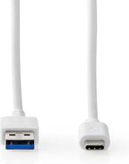 Nedis USB-Kabel - USB 3.2 Gen 2 - USB-A Male - USB-C Male - 60 W - 10 Gbps - Vernikkeld - 1.00 m - Rond - PVC - Wit - Doos - afbeelding 1
