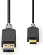 Nedis USB-Kabel - USB 3.2 Gen 1 - USB-A Male - USB-C Male - 60 W - 5 Gbps - Verguld - 1.00 m - Rond - PVC - Antraciet - Doos - afbeelding 4