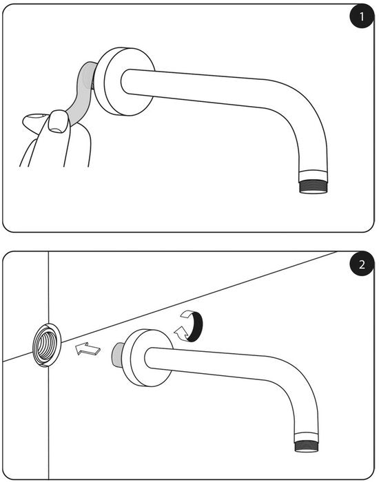 Differnz Inbouw Wandarm Hoofddouche - 35 cm - Wit - afbeelding 3