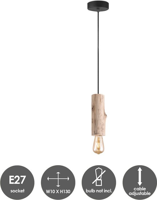 Home Sweet Home - Landelijke Hanglamp Billy - geschikt voor E27 LED lichtbron - hanglamp gemaakt van Hout - 10/10/130cm - Pendellamp geschikt voor - afbeelding 7