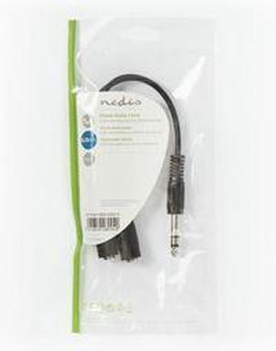 Nedis Stereo-Audiokabel - 6,35 mm Male - 2x 6,35 mm Female - Vernikkeld - 0.20 m - Rond - Zwart - Envelop - afbeelding 4