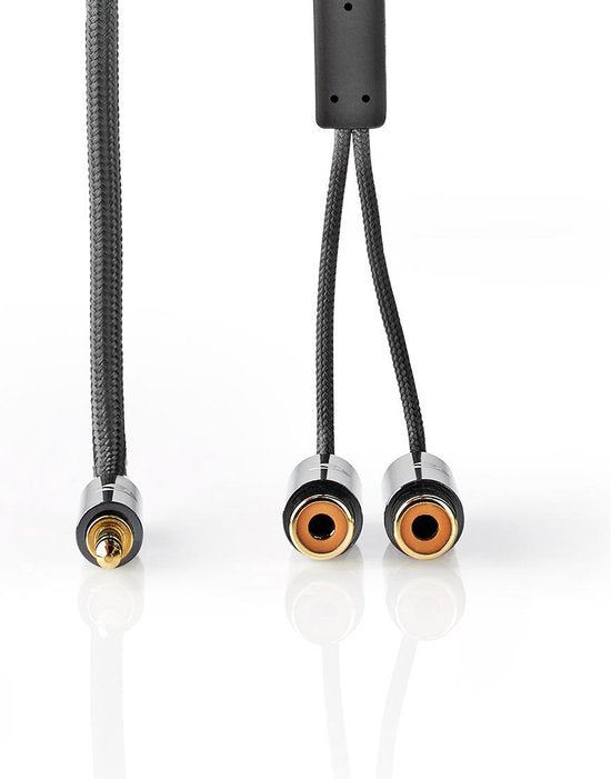 Nedis Stereo-Audiokabel - 3,5 mm Male - 2x RCA Female - Verguld - 0.20 m - Rond - Grijs / Gun Metal Grijs - Cover Window Box - afbeelding 10