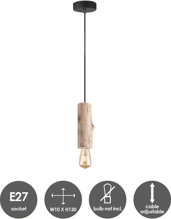 Home Sweet Home - Landelijke Hanglamp Billy - geschikt voor E27 LED lichtbron - hanglamp gemaakt van Hout - 10/10/130cm - Pendellamp geschikt voor - afbeelding 8