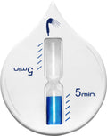 Zandloper - 2 stuks - badkamer/douche timer - 5 minuten - wit/blauw - 6 x 12 cm - afbeelding 1