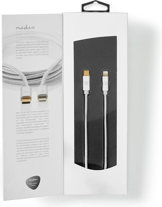 Nedis Premium 8-pins Lightning naar USB-C kabel - USB2.0 - tot 20V/3A / aluminium - meter - afbeelding 7