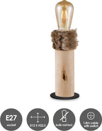 Home Sweet Home - Landelijke tafellamp Furdy - 12/12/25cm - bedlampje - geschikt voor E27 LED lichtbron - gemaakt van Hout - afbeelding 7