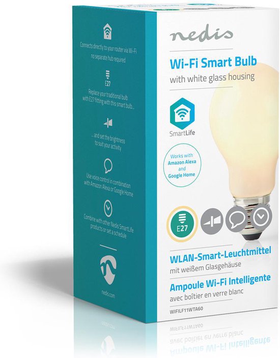 Nedis SmartLife LED Filamentlamp - Wi-Fi - E27 - 500 lm - 5 W - Warm Wit - 2700 K - Glas - Android / IOS - A60 - 1 Stuks - afbeelding 13