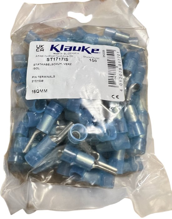 Klauke Pin terminals 16 Q mm per 100 - afbeelding 1