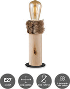 Home Sweet Home - Landelijke tafellamp Furdy - 12/12/25cm - bedlampje - geschikt voor E27 LED lichtbron - gemaakt van Hout - afbeelding 2
