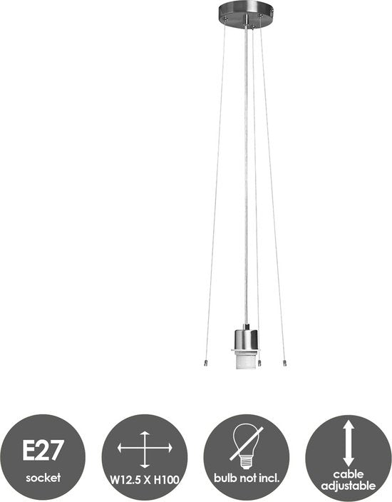 Home Sweet Home - Moderne verlichtingspendel Hover voor lampenkap - Geborsteld staal - 12.5/12.5/100cm - hanglamp gemaakt van Metaal - geschikt - afbeelding 3