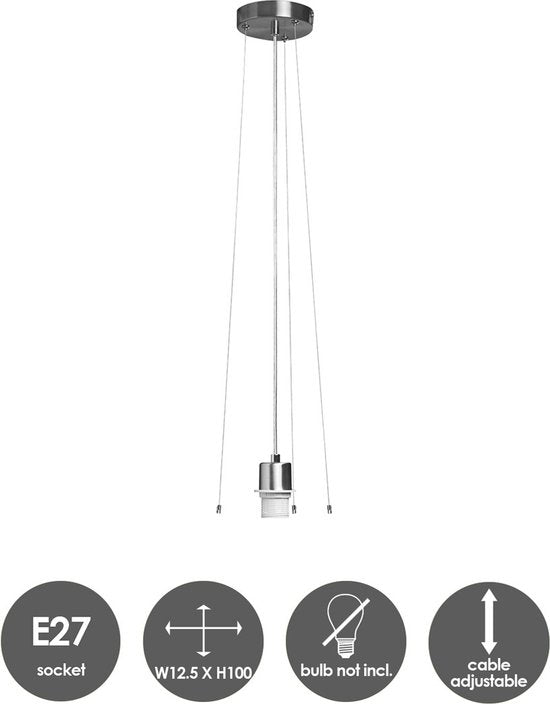 Home Sweet Home - Moderne verlichtingspendel Hover voor lampenkap - Geborsteld staal - 12.5/12.5/100cm - hanglamp gemaakt van Metaal - geschikt - afbeelding 4