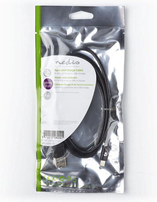 Nedis Lightning naar USB kabel - zwart - meter - afbeelding 5