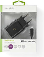 Nedis Oplader - 12 W - Snellaad functie - 1x 2.4 A - Outputs: 1 - USB-A - Lightning 8-Pins (Los) Kabel - 1.00 m - Single Voltage Output - afbeelding 5