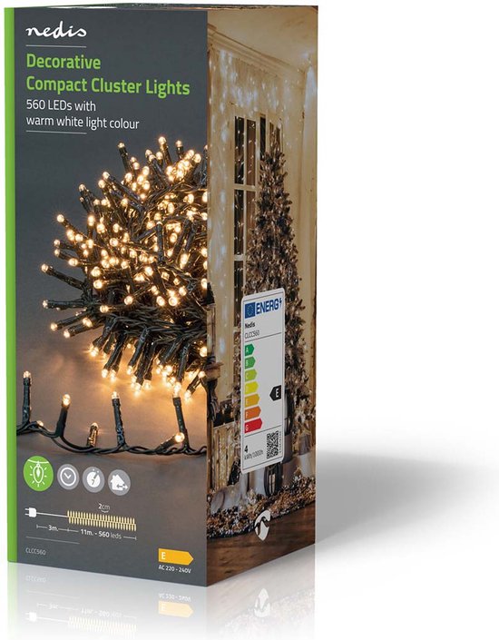 Nedis Kerstverlichting - Compacte cluster - 560 LED's - Warm Wit - 11.2 m - Licht effecten: 7 - Binnen & Buiten - Netvoeding - afbeelding 1